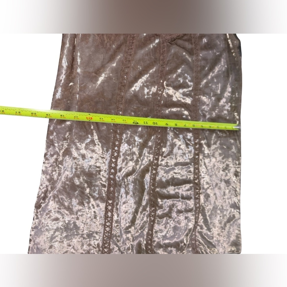 Entro Velvet Lace Mini Dress Taupe Boho Romantic Sleeveless NWT Size M - Picture 4 of 8